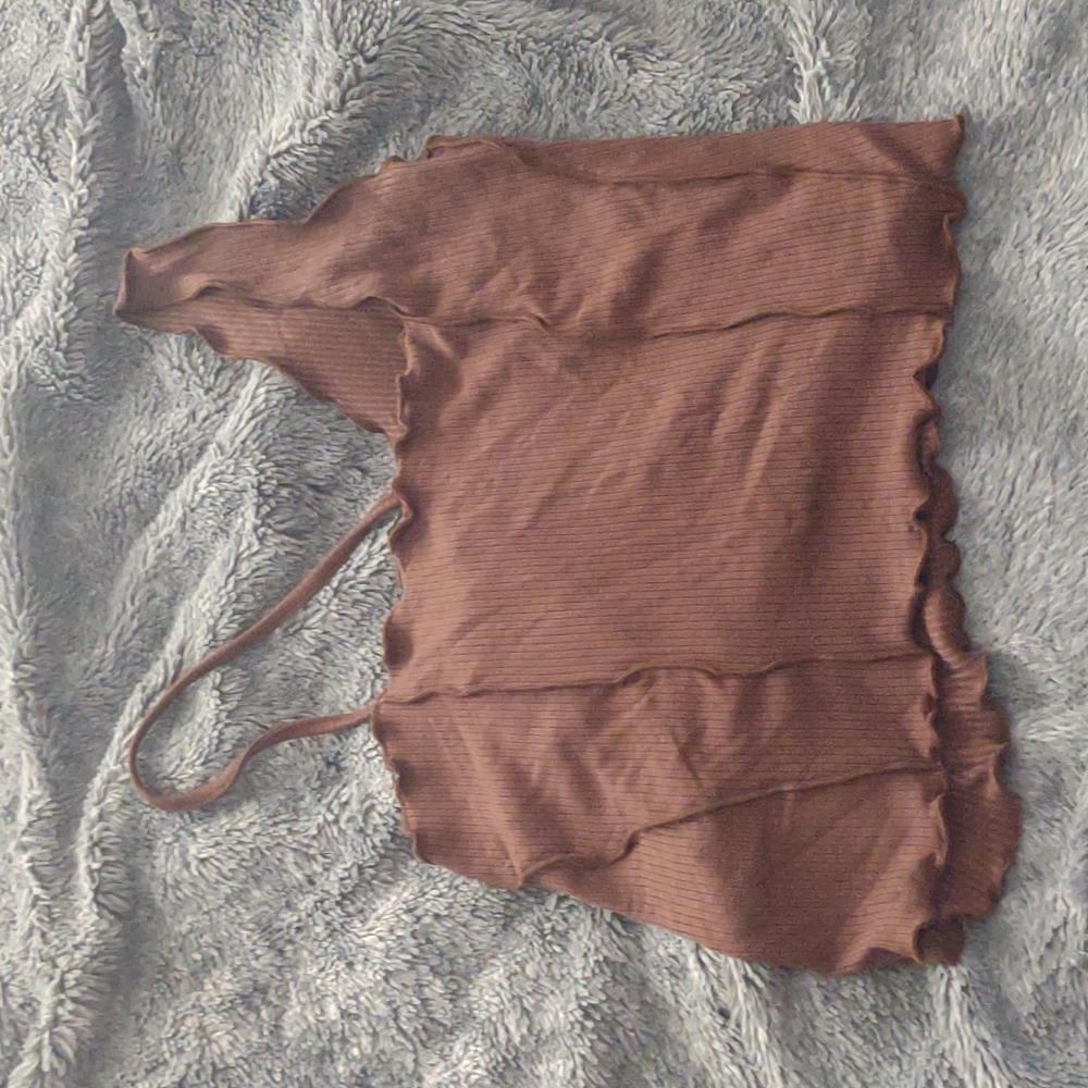 Shein assymetric brown crop top size L